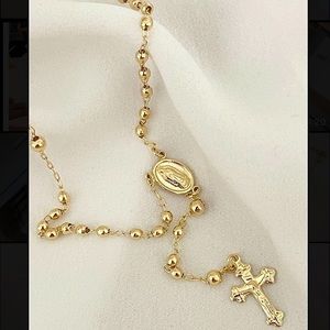 18k Gold Filled Our Lady Of Guadalupe Rosary 20” Long ✨